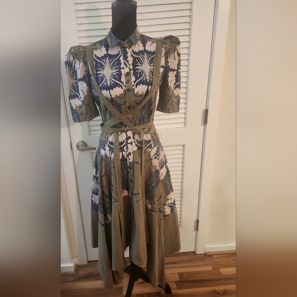 Making the Cut Season olive lace up midi Shirt Dress Sz XS New with tags - Picture 6 of 14